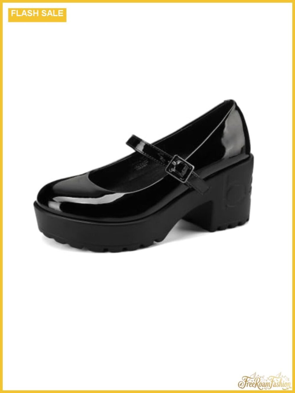 Platform Mary Jane Pumps Chunky Heel Vegan Faux Leather Comfortable Women's